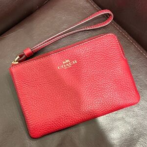 Coach Vibrant Red Leather Wristlet